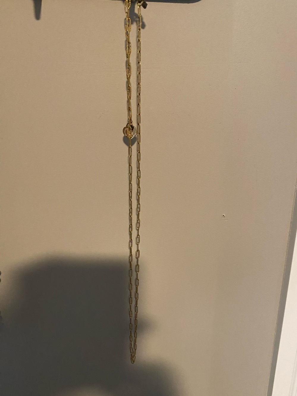 Gold plated long chain necklace by local London artisan Hen and Bear